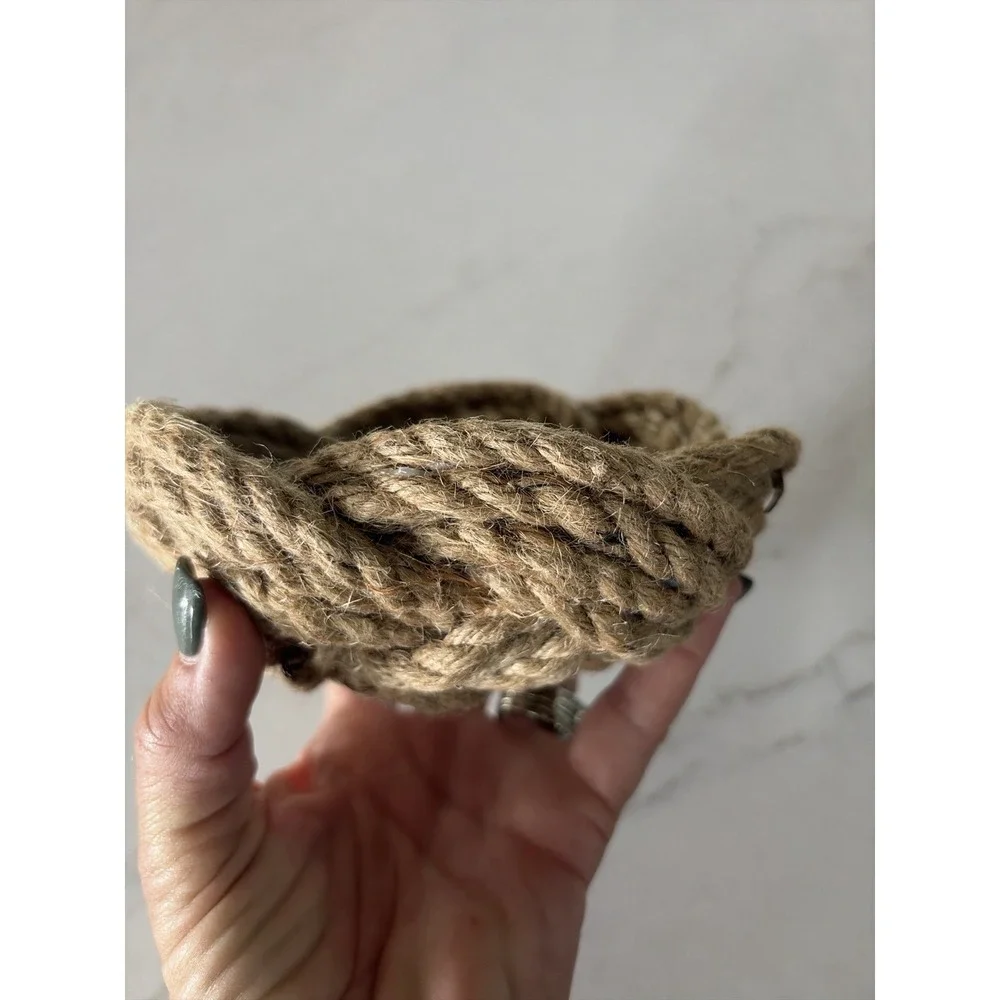 Rope Bowl Jute Basket Boho‎ Farmhouse Coastal Catchall Rustic Decor Chunky Cute!